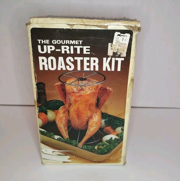 Kmart "The Gourmet Up-Rite Roaster Kit" VTG Steel Top & Bottom Rack & Skewers - Picture 2 of 13